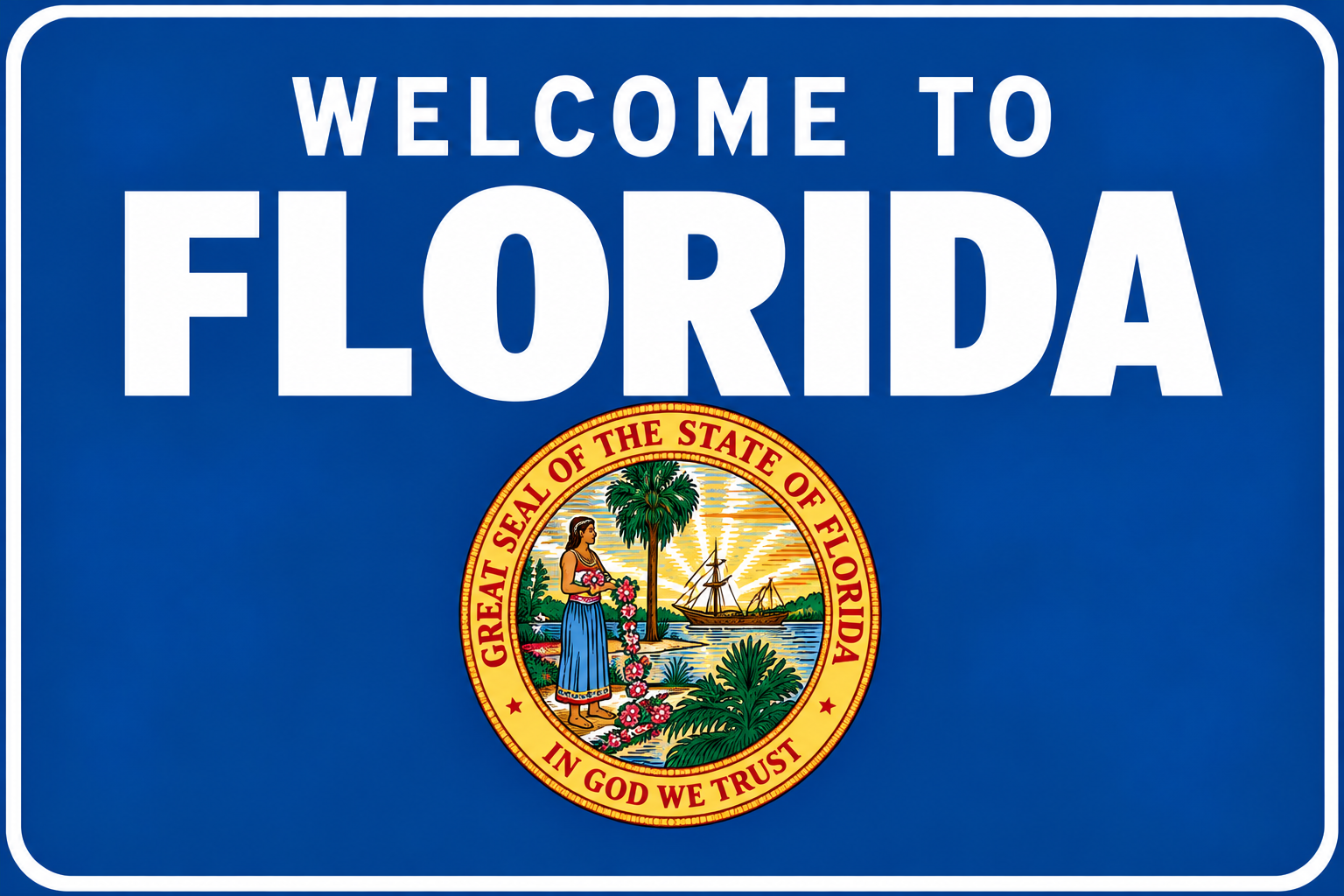 Florida Welcome Sign with State Seal